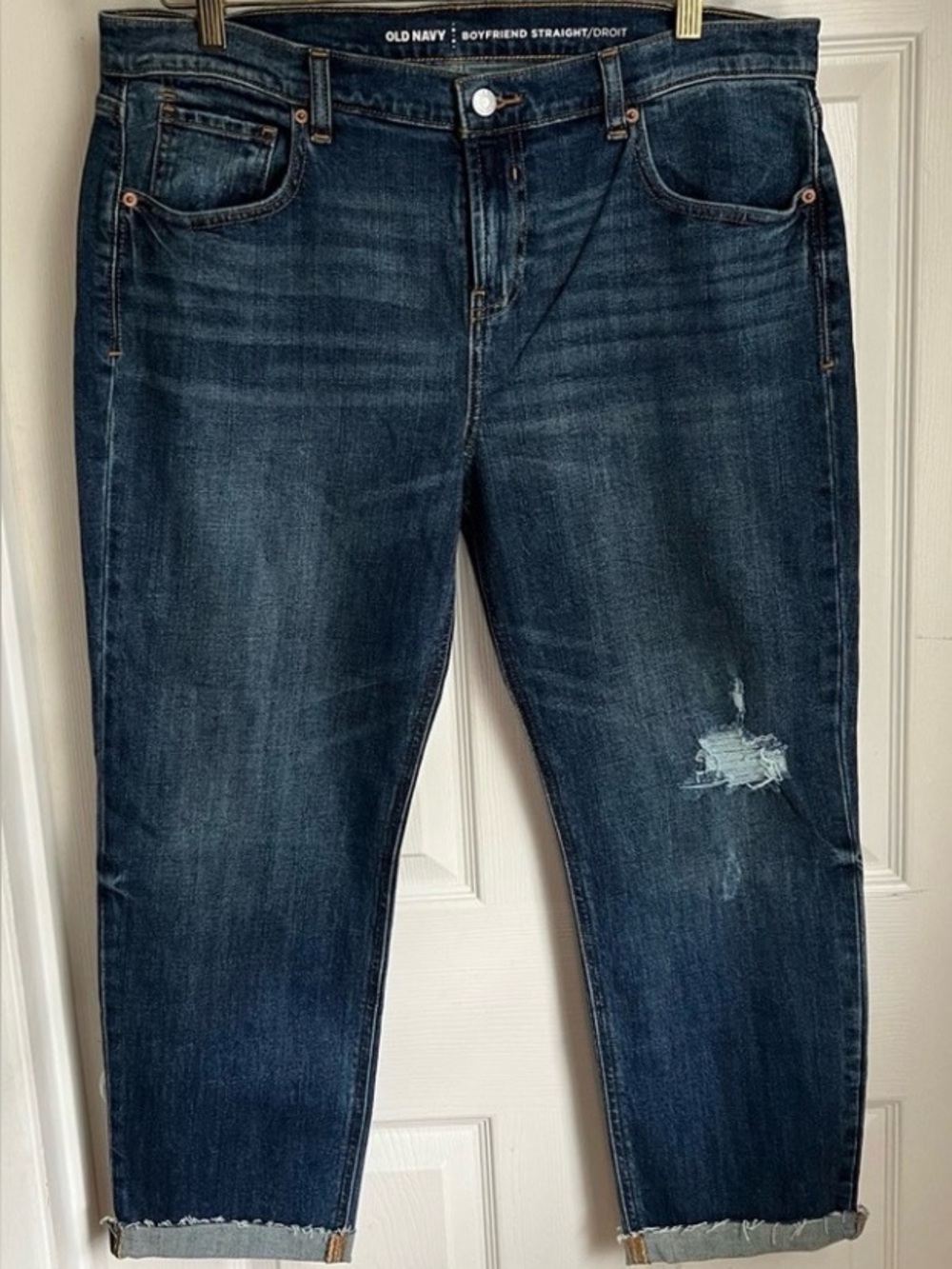 Old Navy Boyfriend Jeans Distressed Dark Blue